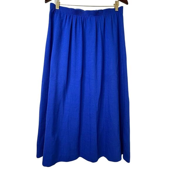 Sz 10 VTG Alfred Dunner Midi Skirt Cobalt Blue Pleated USA Made Preppy Academia - Picture 3 of 3